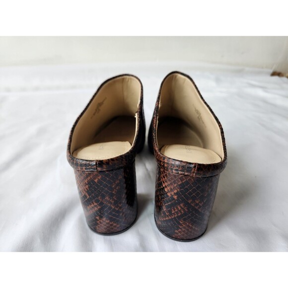 Marc Fisher 7.5 Ragni Brown Snake Leather Mule PointedToe 2.5"Block Heel - Picture 6 of 9